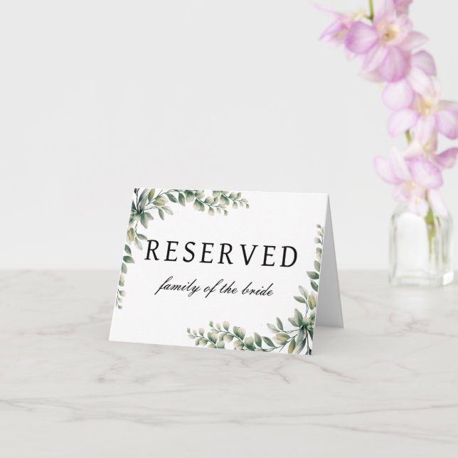 Eucalyptus wedding reserved table sign card (Orchid)