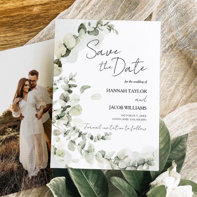 Eucalyptus Wedding Sage Greenery Photo Save The Date (Creator Uploaded)