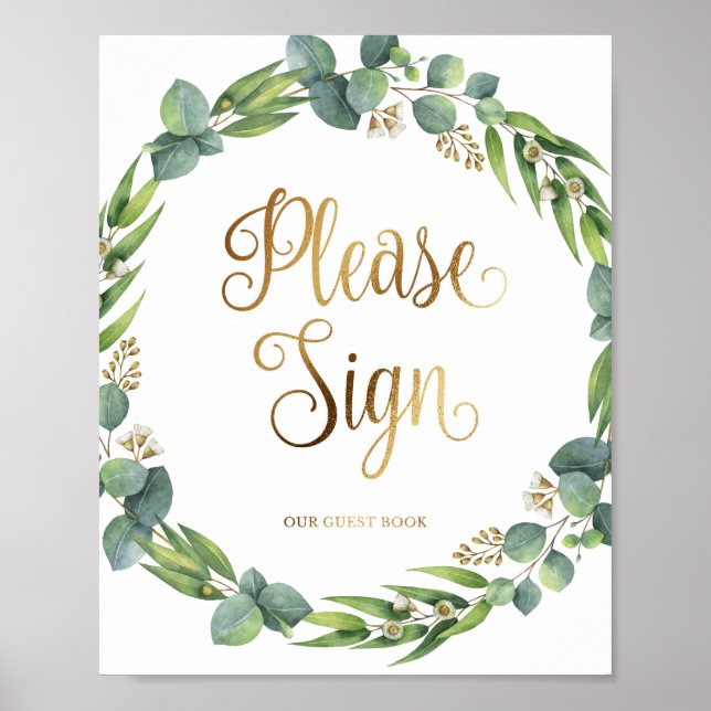 Eucalyptus wedding sign for guest book (Front)