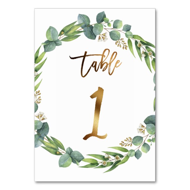 Eucalyptus wedding table number (Back)