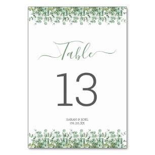 Eucalyptus Wedding Table Number