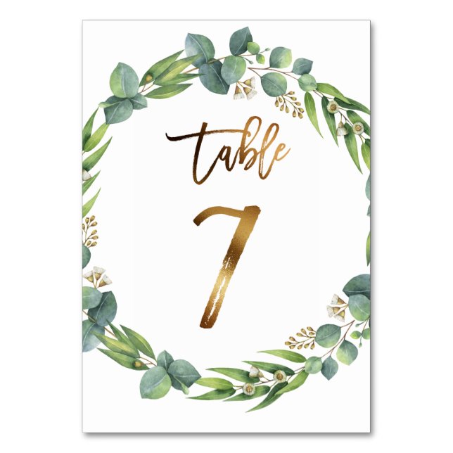 Eucalyptus wedding table number (Back)