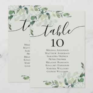 Eucalyptus Wedding Table Seating Chart