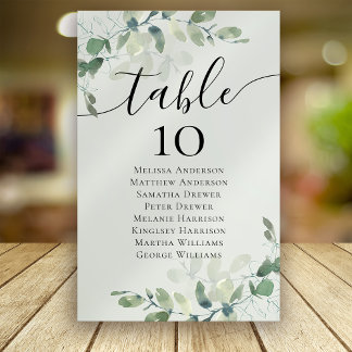 Eucalyptus Wedding Table Seating Chart Number