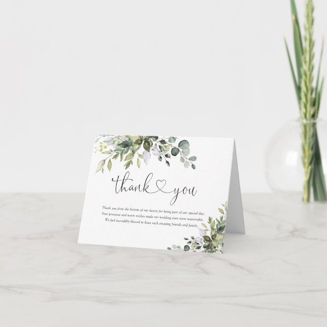  Eucalyptus Wedding Thank You Card (Front)