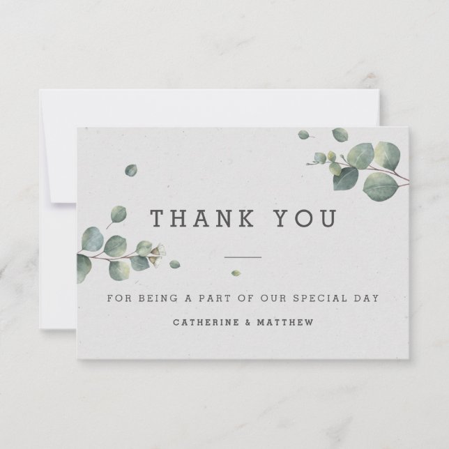 Eucalyptus Wedding Thank You Flat Card (Front)