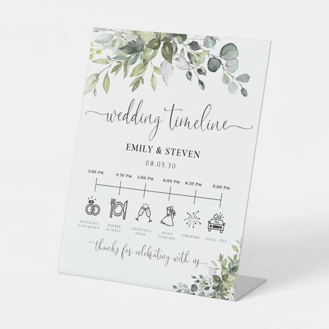 Eucalyptus Wedding Timeline Sign (Front)