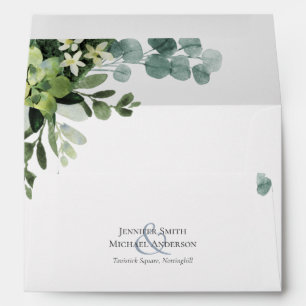 Eucalyptus Wedding - Watercolor Greenery Leaves En Envelope