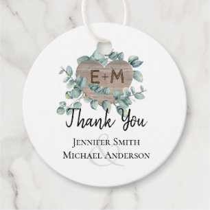 Eucalyptus Wedding - Watercolor Greenery Monogram Favour Tags