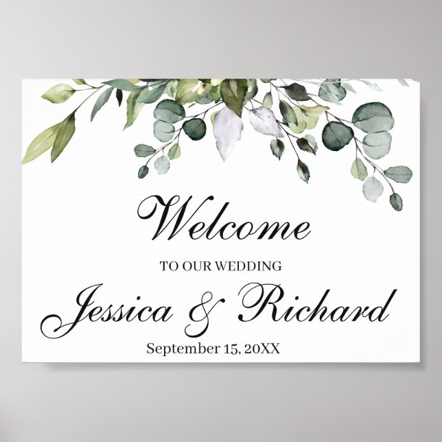 Eucalyptus Wedding Welcome Poster Sign (Front)