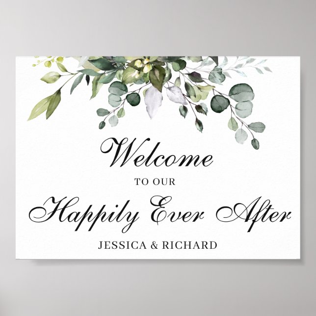 Eucalyptus Wedding Welcome Poster Sign (Front)