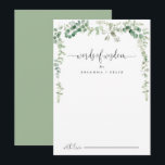 Eucalyptus Wedding Words of Wisdom Advice Card<br><div class="desc">This eucalyptus wedding words of wisdom advice card is perfect for a modern wedding. The design features watercolor hand-drawn elegant botanical eucalyptus branches and leaves, adorning geometric frames. These cards are perfect for a wedding, bridal shower, baby shower, graduation party & more. Personalize the cards with the names of the...</div>