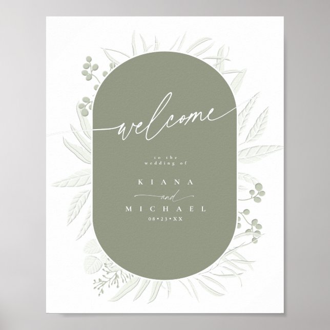 Eucalyptus Wedding Wreath Welcome Grn ID901 Poster (Front)