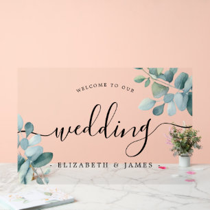 Eucalyptus Welcome to Our Wedding Acrylic Sign