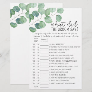 Eucalyptus - What did the groom say bridal game
