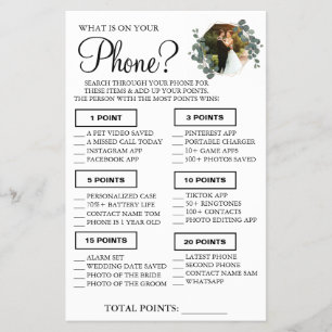 Eucalyptus What is on your phone Shower game card