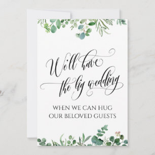 Eucalyptus When We Can Hug You Postponed Wedding Invitation