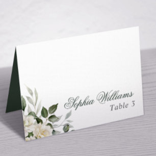Eucalyptus White Flowers Wedding Table Card