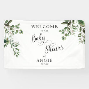 Eucalyptus White Simple Baby Shower Banner