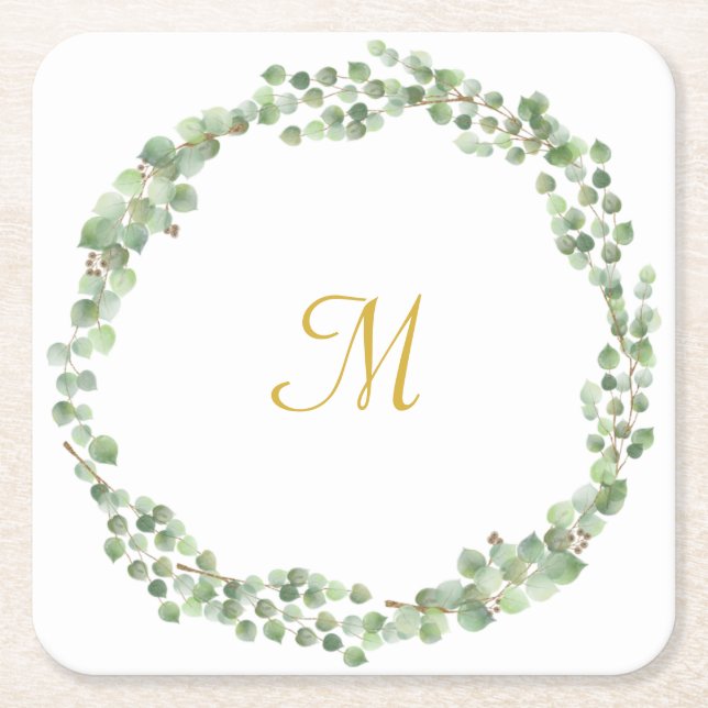 EUCALYPTUS WHITE SQUARE PAPER 2 COASTER (Front)