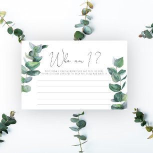 Eucalyptus - Who am I bridal shower game Stationery