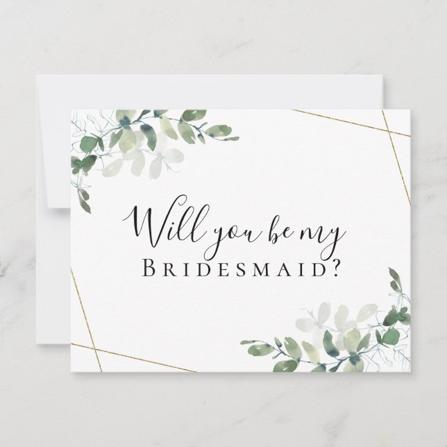 Eucalyptus Will You be My Bridesmaid? Card (Front)