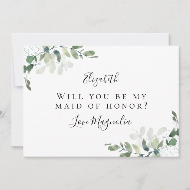 Eucalyptus Will You be My Maid of Honour? Card (Front)