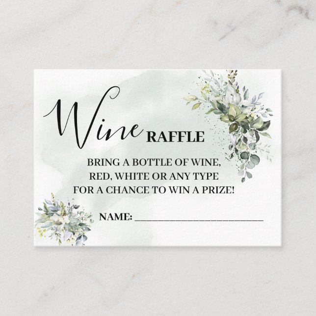 Eucalyptus Wine raffle ticket bilingual card (Front)