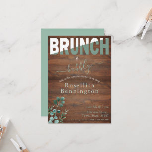 Eucalyptus Wood Brunch and Bubbly Bridal Shower Invitation