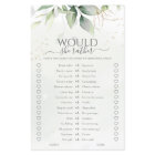 Eucalyptus Would She Rather Bridal Shower Game