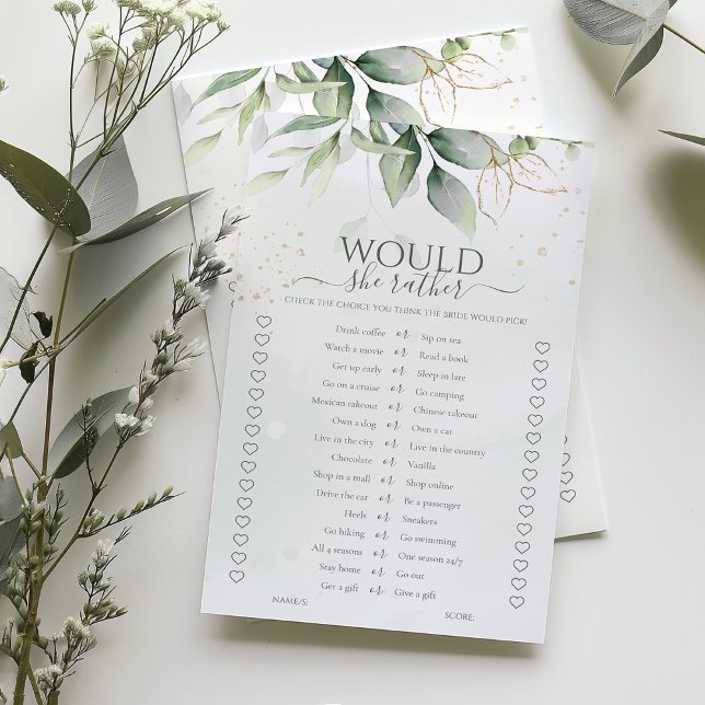Eucalyptus Would She Rather Bridal Shower Game (Creator Uploaded)