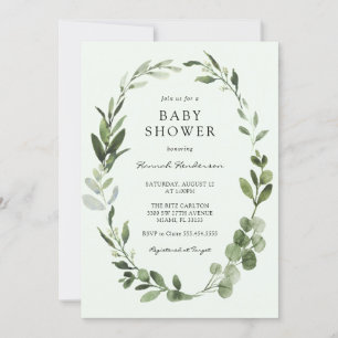 Eucalyptus Wreath Baby Shower Invitation