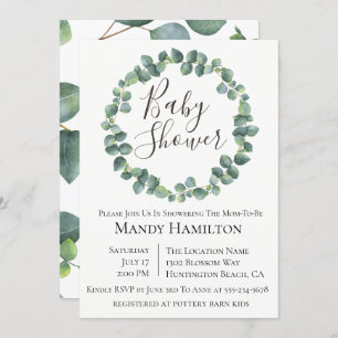 Eucalyptus Wreath Baby Shower Invitation