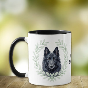 Eucalyptus Wreath Belgian Sheepdog Monogram Mug