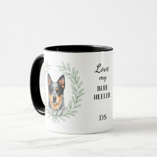 Eucalyptus Wreath Blue Heeler Dog Monogram Mug