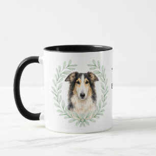 Eucalyptus Wreath Borzoi Dog Monogram Mug