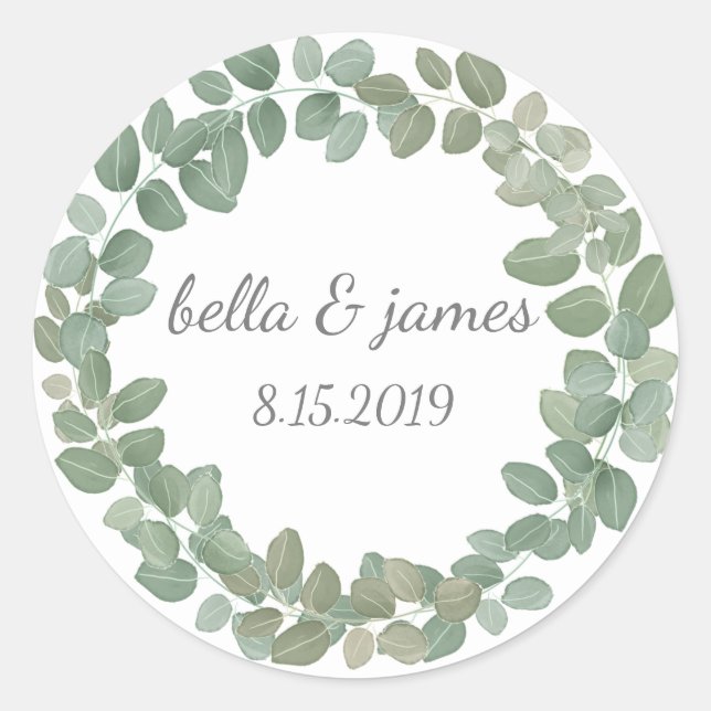 Eucalyptus Wreath Classic Round Sticker (Front)