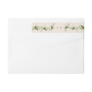 Eucalyptus Wreath Cream Envelope Return Address Wrap Around Label