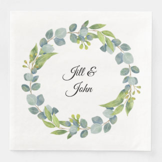 Eucalyptus Wreath Custom Wedding Napkins