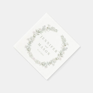 Eucalyptus Wreath Floral Wedding Paper Napkins