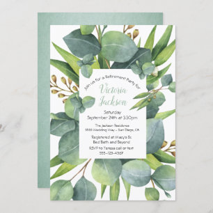 Eucalyptus Wreath Frame Retirement Party Invite