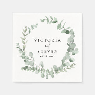 Eucalyptus Wreath Greenery Wedding Napkin