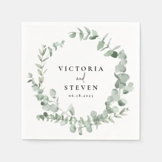 Eucalyptus Wreath Greenery Wedding Napkin