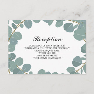 Eucalyptus Wreath Greenery Wedding Reception Info Invitation