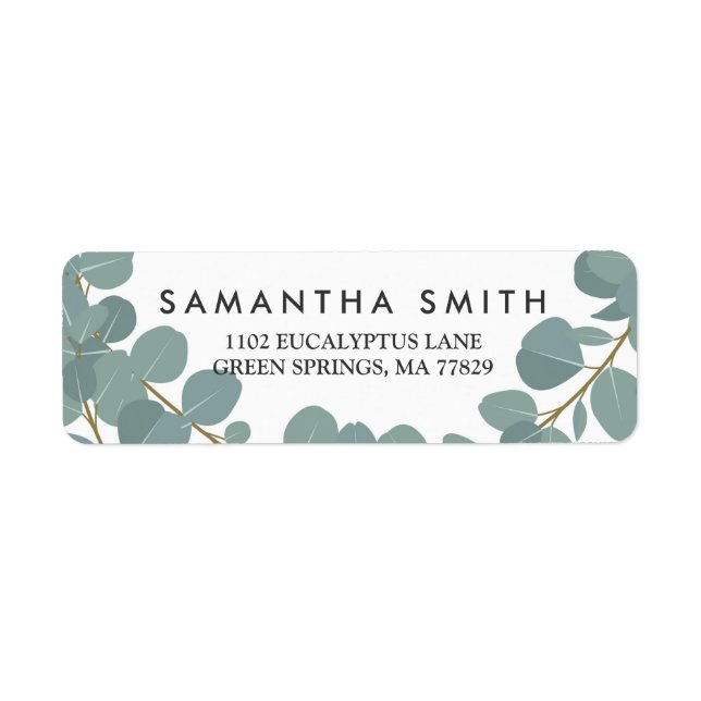 Eucalyptus Wreath Greenery Wedding Return Label (Front)