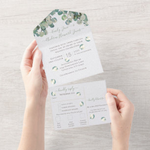 Eucalyptus Wreath Leaves Wedding All In One In All In One Invitation