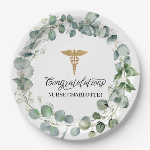 Eucalyptus Wreath  Nurse Graduation Party Paper Plate