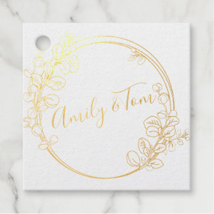 Eucalyptus wreath personalized text classic round  favour tags