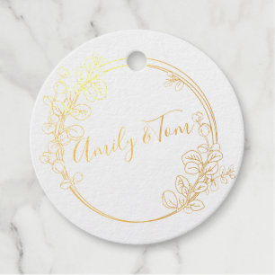 Eucalyptus wreath personalized text classic round  favour tags