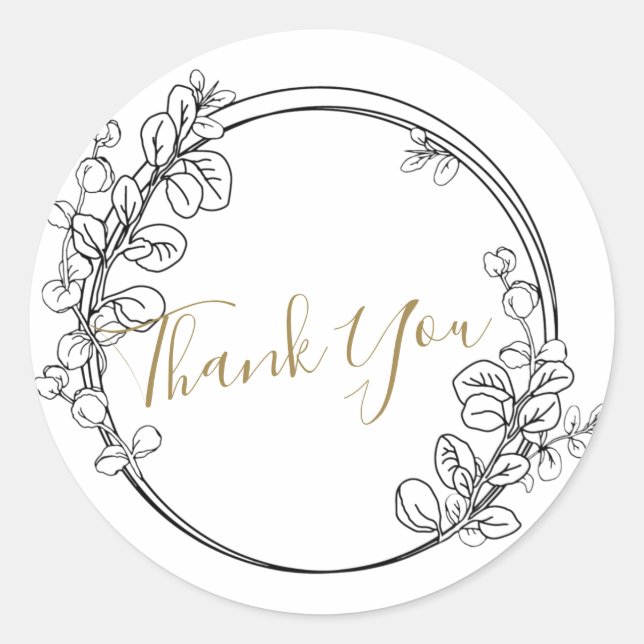 Eucalyptus wreath personalized text classic round  sticker (Front)